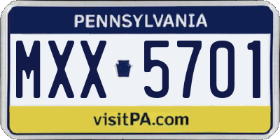 PA license plate MXX5701