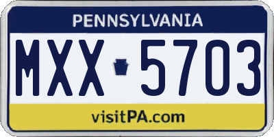 PA license plate MXX5703
