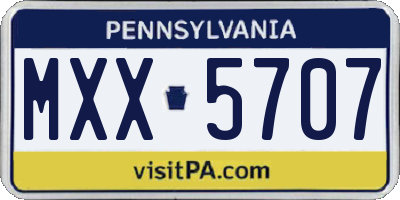 PA license plate MXX5707