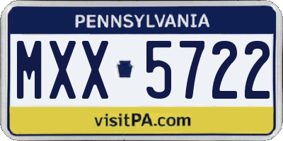 PA license plate MXX5722