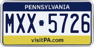 PA license plate MXX5726