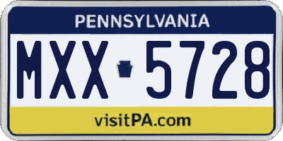 PA license plate MXX5728