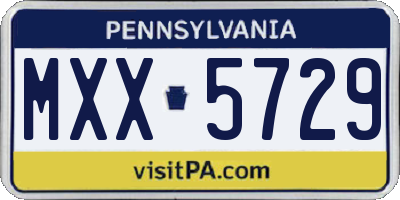 PA license plate MXX5729