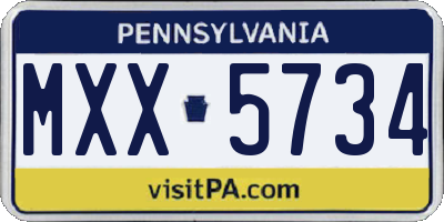 PA license plate MXX5734