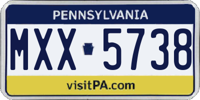 PA license plate MXX5738