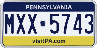 PA license plate MXX5743