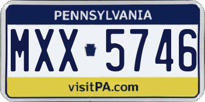 PA license plate MXX5746