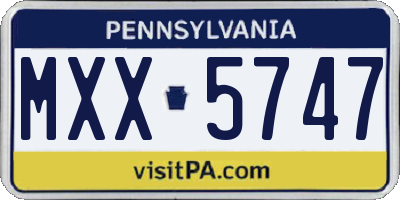 PA license plate MXX5747