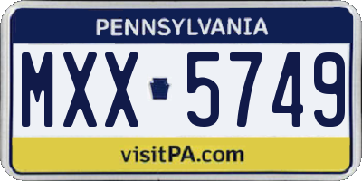 PA license plate MXX5749