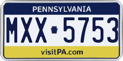 PA license plate MXX5753