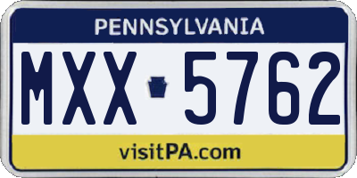 PA license plate MXX5762