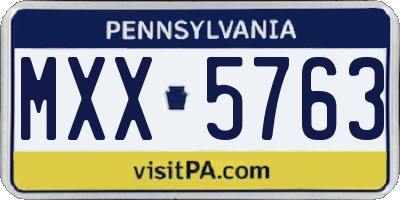 PA license plate MXX5763