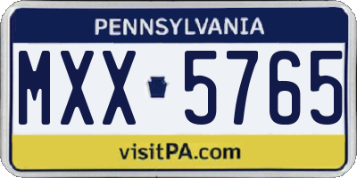 PA license plate MXX5765