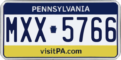 PA license plate MXX5766