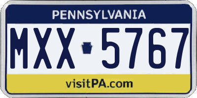 PA license plate MXX5767