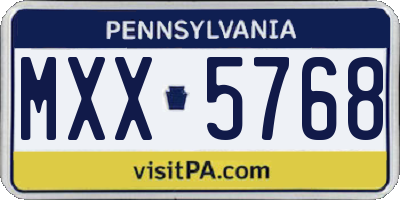 PA license plate MXX5768