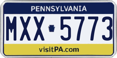 PA license plate MXX5773