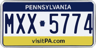 PA license plate MXX5774