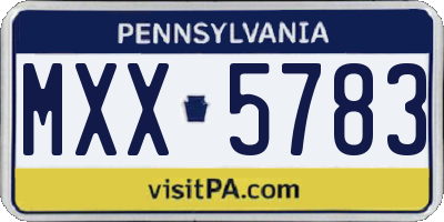 PA license plate MXX5783