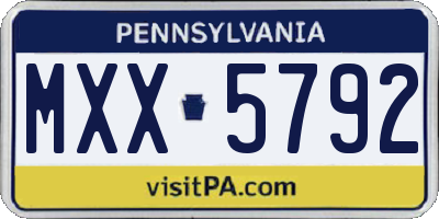 PA license plate MXX5792