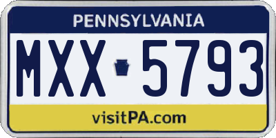 PA license plate MXX5793