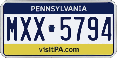 PA license plate MXX5794