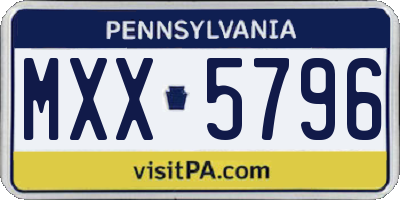 PA license plate MXX5796