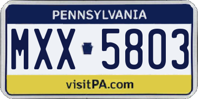 PA license plate MXX5803