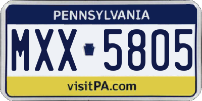 PA license plate MXX5805