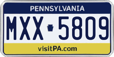 PA license plate MXX5809