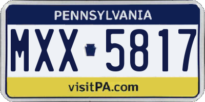PA license plate MXX5817
