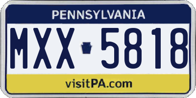 PA license plate MXX5818