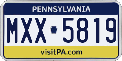 PA license plate MXX5819