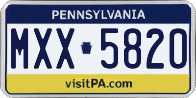 PA license plate MXX5820