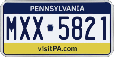 PA license plate MXX5821