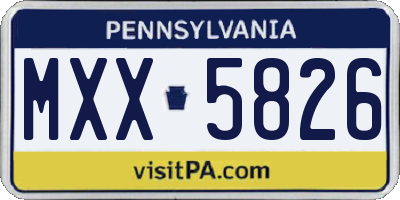 PA license plate MXX5826
