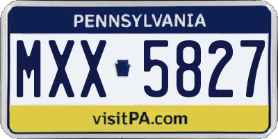 PA license plate MXX5827