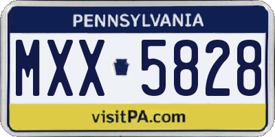PA license plate MXX5828
