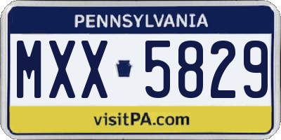 PA license plate MXX5829