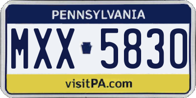 PA license plate MXX5830