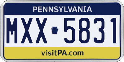 PA license plate MXX5831