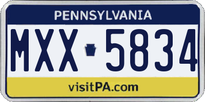 PA license plate MXX5834