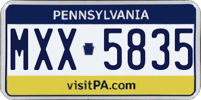 PA license plate MXX5835
