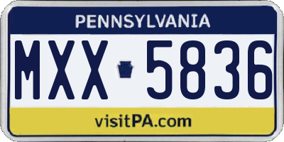 PA license plate MXX5836