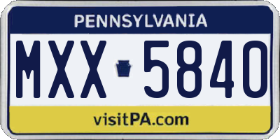 PA license plate MXX5840