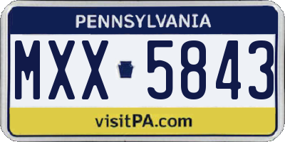 PA license plate MXX5843