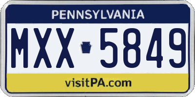 PA license plate MXX5849