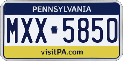 PA license plate MXX5850
