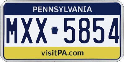 PA license plate MXX5854