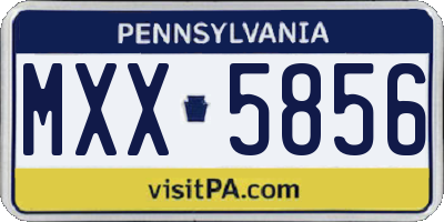 PA license plate MXX5856